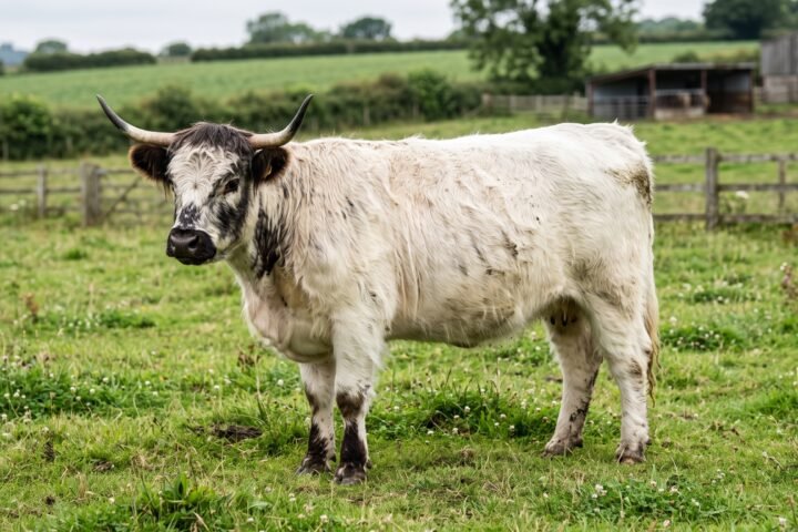 Highpark cow with white and dark markings
